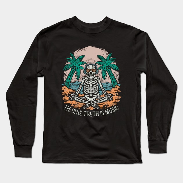 Meditating skeleton vintage hand drawn Long Sleeve T-Shirt by Mako Design 